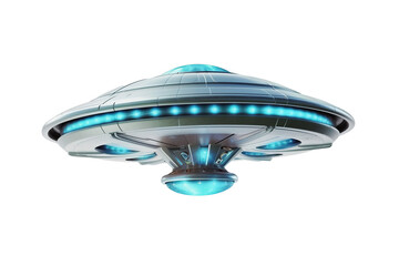 UFO alien spaceship isolated on transparent background. Generative Ai