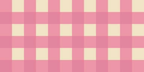 Geometric pink plaid pattern. Checkered grid seamless in flat retro style. Seamless light monochrome small vichy tartan check vector.