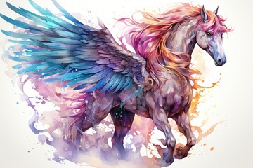 Playful Pegasus Clipart Watercolor Painting