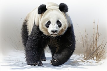 Obraz premium Pudgy Panda Clipart Watercolor Painting