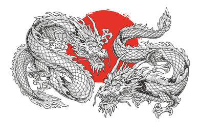 Dragons from Japan sticker colorful