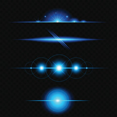 Set of Shine glowing stars. Vector blue Sparks isolated.