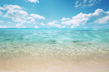 Obraz premium Beautiful sandy beach with blue sky background