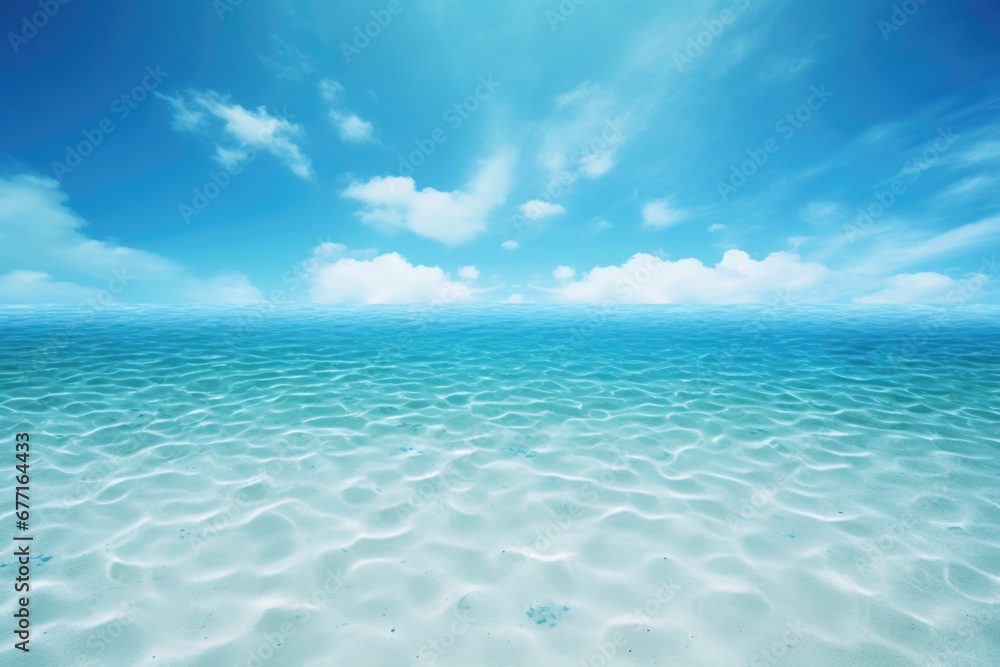 Wall mural Beautiful sandy beach with blue sky background