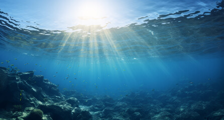 Fototapeta premium underwater scene with rays of light and sun