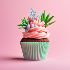 Easter cupcake with spring decor 