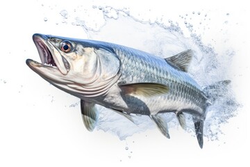 Tarpon Megalops Atlanticus fish isolated on white background - obrazy, fototapety, plakaty
