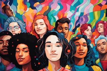 Fototapeta premium Diversity Illustration Created with Generative AI