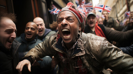 Fototapeta premium hooligans are screaming created with Generative AI technology