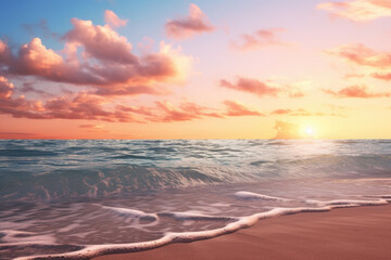 Obraz premium Beautiful sunset on the beach, seascape background