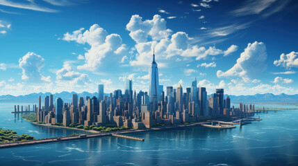 futuristic picture of cityscape created with Generative AI technology