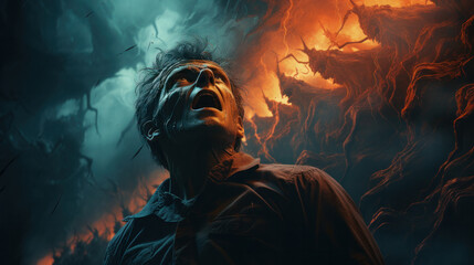 desperate person with depression created with Generative AI technology