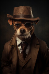 Dog in a detective costume.