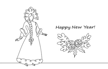Snow Maiden. New Year. Christmas. Character. One line