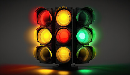 traffic light in vibrant colors created with Generative AI technology