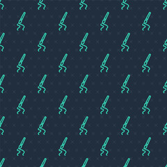 Green line Paint brush icon isolated seamless pattern on blue background. Vector