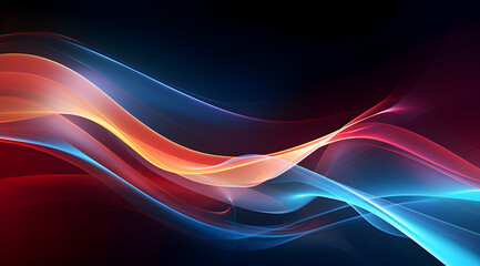 Abstract background with dynamic wavy lines on a dark background. Futuristic technology wallpaper.