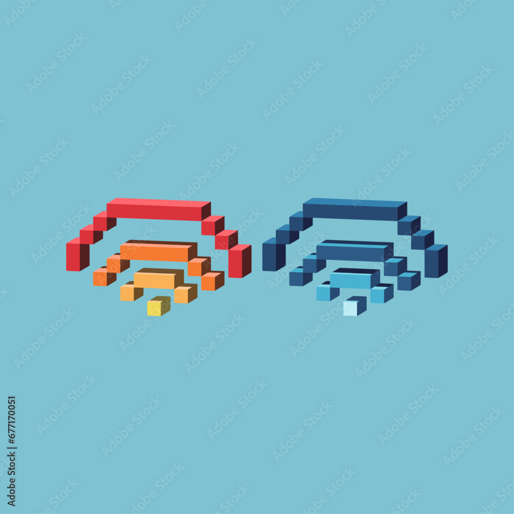 Fototapete isometric pixel art 3d of wifi network icon for items asset.network internet icon on pixelated style