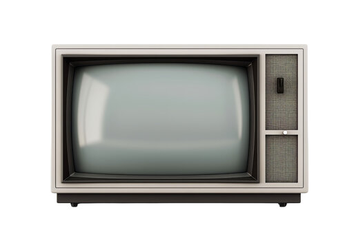 Turned Off Retro / Vintage Old TV Set From 80s or 90s isolated on transparent background 3D PNG
