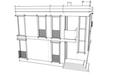 architectural sketch vector 3d illustration