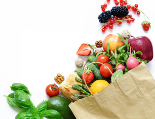 shopping package organic products - fruits and vegetables