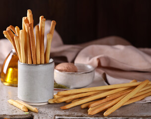 italian grissini breadsticks for a snack