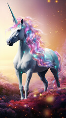 Obraz na płótnie Canvas Beautiful unicorn with rainbow hair