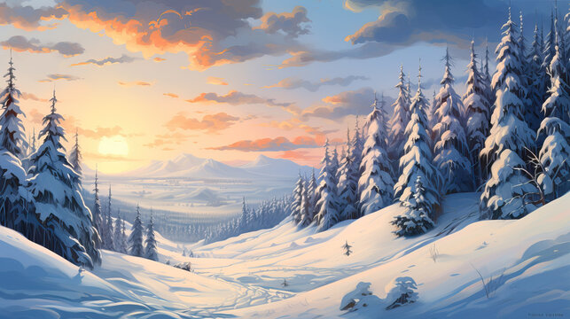 illustration of beautiful winter landscape