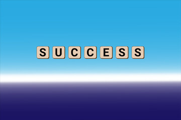Success written on wooden tiles. Vector illustration on Blue background. EPS 10 file.