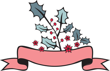 colorful christmas and winter sticker-winter branch