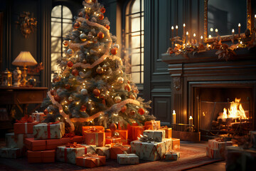 Fototapeta premium presents under the christmas tree