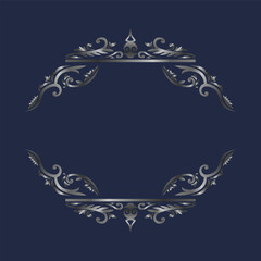 vector silver luxury monogram ornament frame.