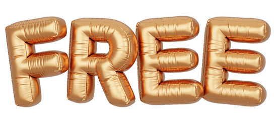 Golden balloon 3d text. Typography. 3D illustration. Free.