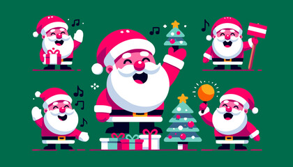 set of cute style santa claus