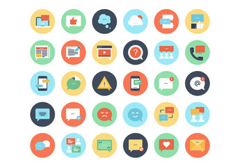 Vector set of message bubbles flat web icons. Each icon neatly designed on pixel perfect 48X48 size grid. Fully editable and easy to use.
