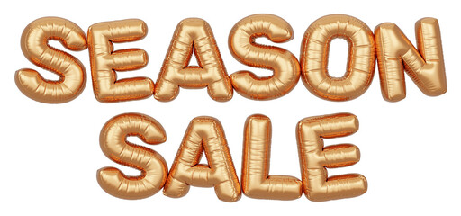Golden balloon 3d text. Typography. 3D illustration. Season Sale.
