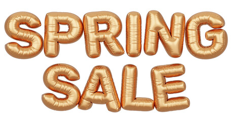 Golden balloon 3d text. Typography. 3D illustration. Spring Sale.