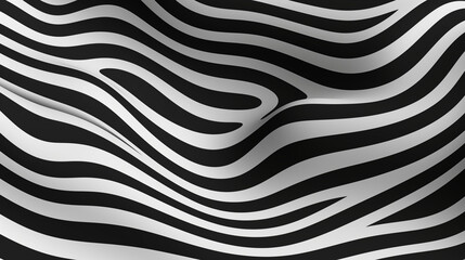 Background with abstract minimalist waves, optical art, black and white stripes