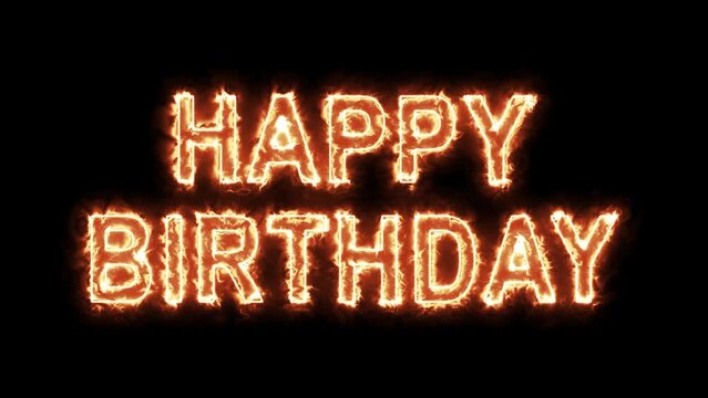 Happy Birthday Fire Text Animation, Happy Birthday 4K.
