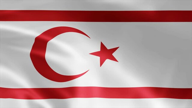 Northern Cyprus flag is waving 3D animation. Northern Cyprus flag waving in the wind. National flag of Northern Cyprus. flag seamless loop animation 4k