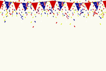 Obraz premium Australia flag bunting garlan confeti balloons background banner. Australia ceremony background.