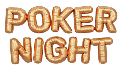 Golden balloon 3d text. Typography. 3D illustration. Poker Night.