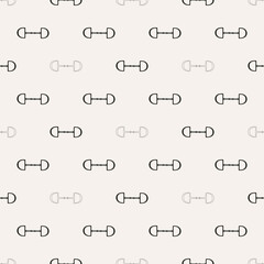 Horse dee ring bits, outline and silhouette, seamless vector pattern