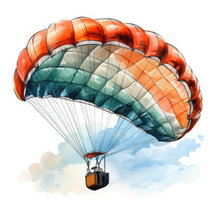 watercolor Paraglider clipart, Generative Ai