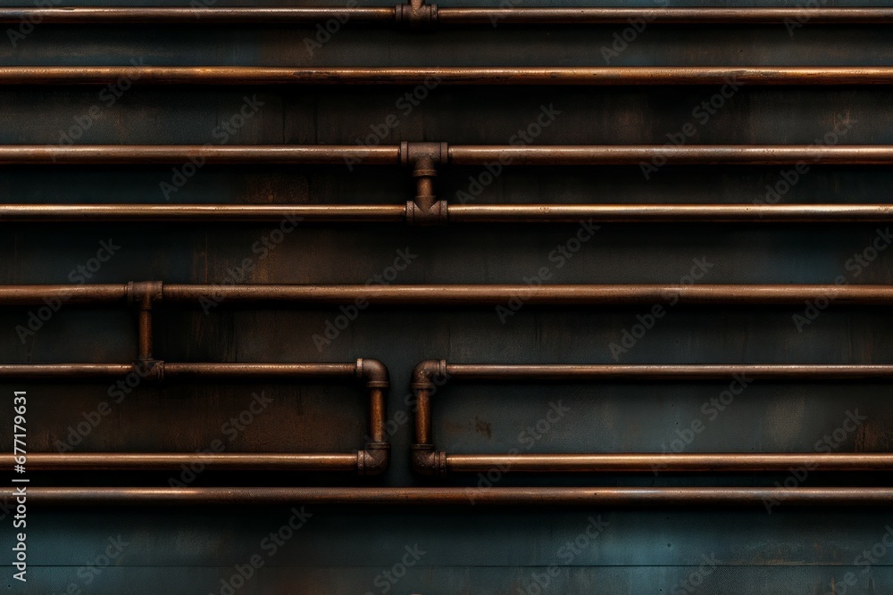 Poster backdrop with pipes in steampunk style. background with selective focus and copy space