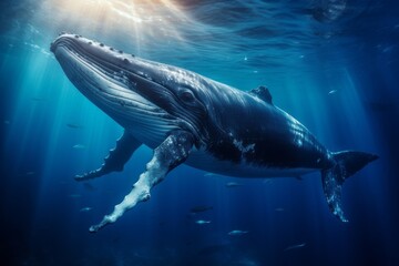 a large whale that is swimming in the ocean