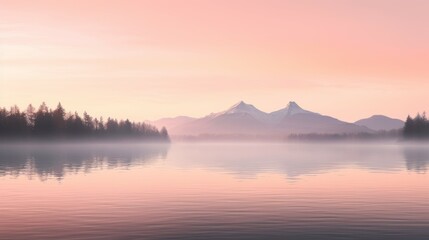 Fototapeta premium mountains are in the distance with a lake in the foreground