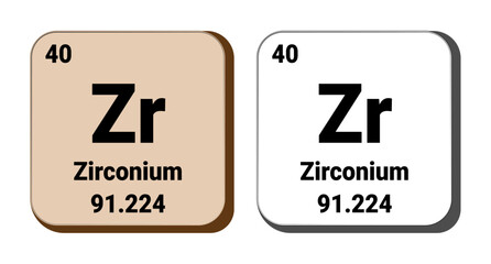 Zr, Zirconium element vector icon, periodic table element. Vector illustration EPS 10 File. Isolated on white background.