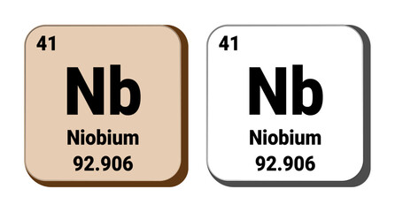 Nb, Niobium element vector icon, periodic table element. Vector illustration EPS 10 File. Isolated on white background.