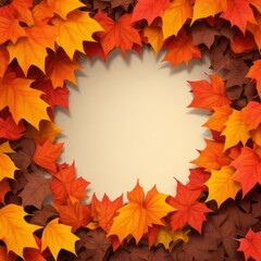 Naklejka na ściany i meble Fall leaves background with orange colorful leaves filling ebtire frame